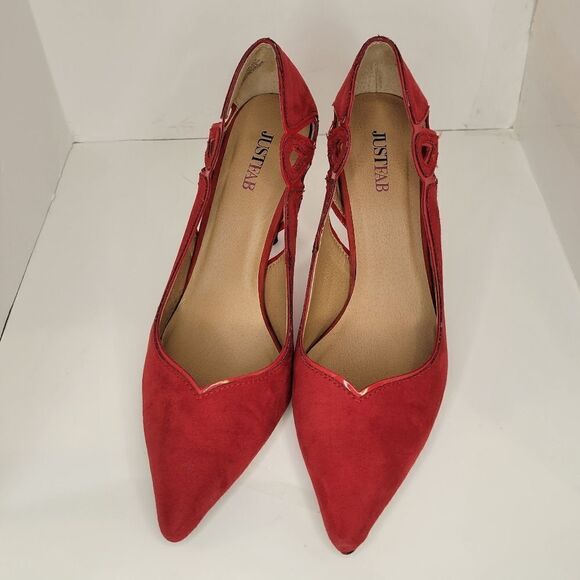 Just fab Serice Cutout suede red  Pumps. - Picture 6 of 12